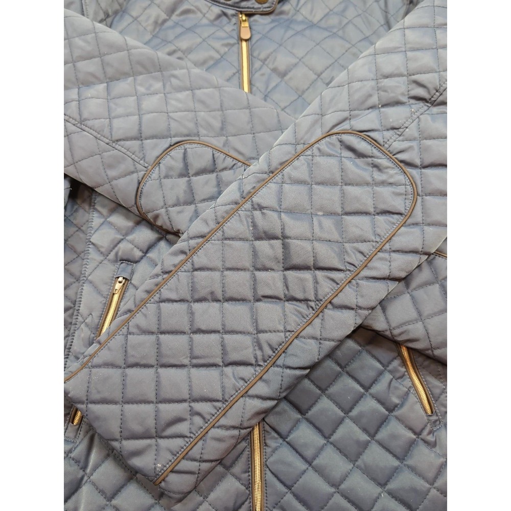 Orvis Womens Quilted Jacket Navy Blue Diamond Stitch Snap Collar Small 1775 - Picture 7 of 12
